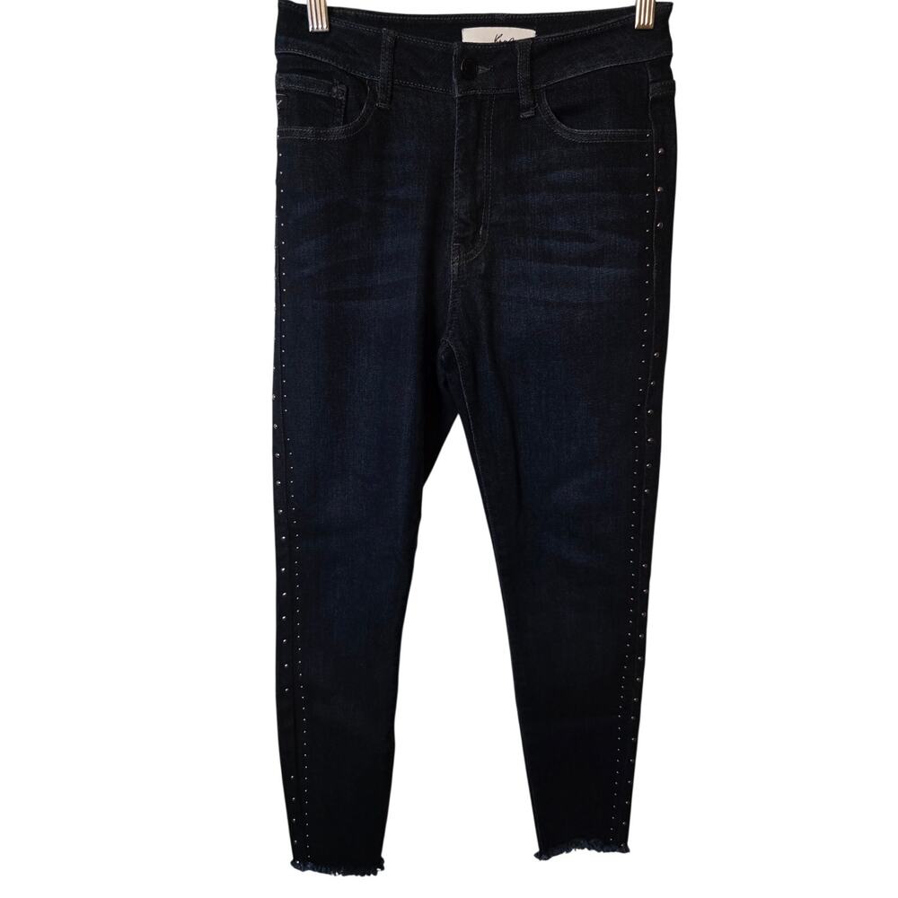 Kancan Dark Wash Raw Hem 5/26 Studded Jeans